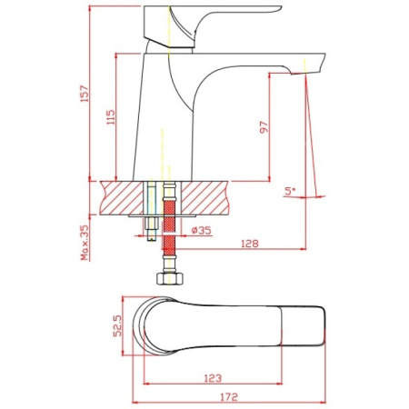 смеситель для раковины orange aristo m19-021b