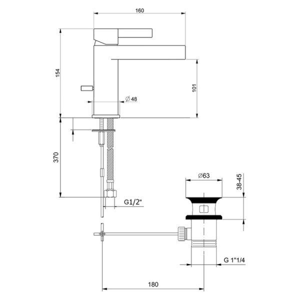 смеситель для раковины webert doremi dr830102345 никель