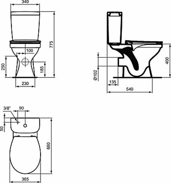 унитаз-компакт ideal standard simplicity rimless безободковый e160101