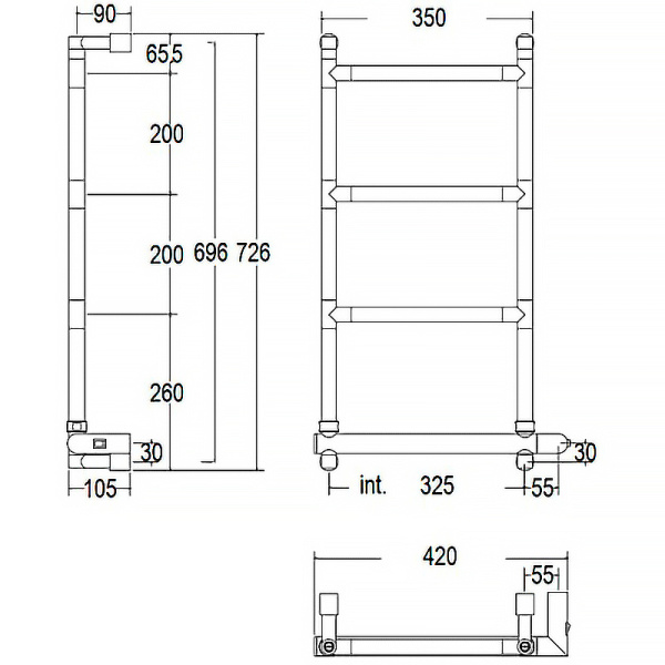 электрический полотенцесушитель margaroli sereno 582-4 box 5823204obnb бронза