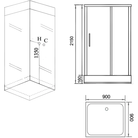 душевая кабина grossman 90x90 gr161 без гидромассажа