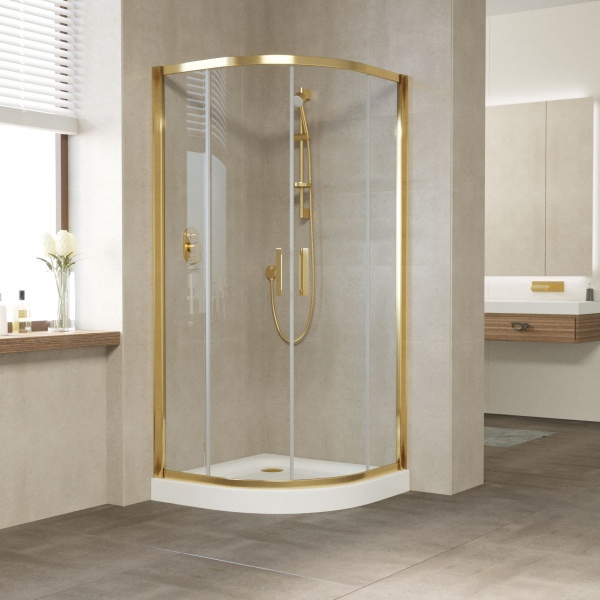 душевой уголок vegas glass zs 100 09 01 профиль золото, стекло прозрачное