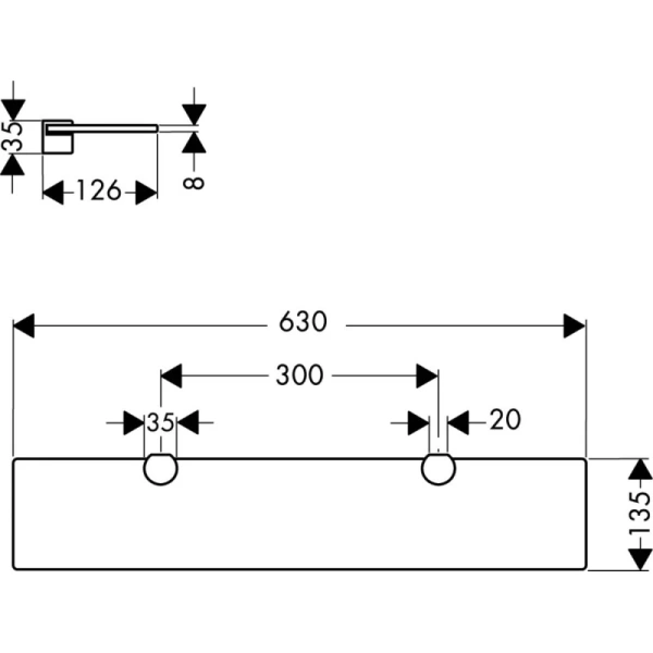 Полка стеклянная 63 см Axor Uno 41550000