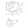 раковина полувстраиваемая kerasan retro 620х455мм , 3 отв. под смеситель, цвет: белый