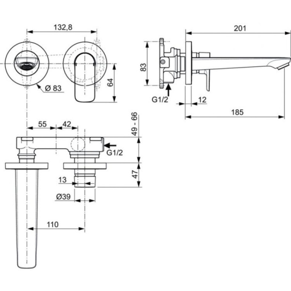 смеситель для раковины без донного клапана ideal standard connect air a7029a5