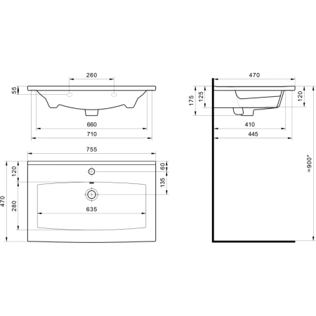 раковина 75x47 см акватон элина 1wh501619