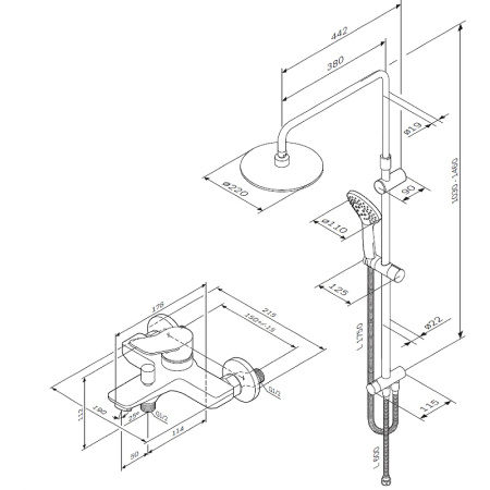 душевая система am.pm x-joy f40885a34 хром