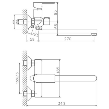 смеситель для ванны haiba hb22505 универсальный, цвет хром