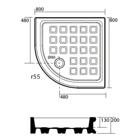 керамический душевой поддон kerasan 80x80 см четверть круга, белый (1342bi)