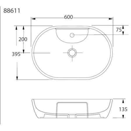 раковина накладная bewash bogen 60x39.5 см 88611180