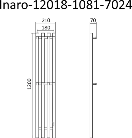 полотенцесушитель электрический маргроид inaro профильный inaro-12018-1081-7024 120х18, графитовый серый