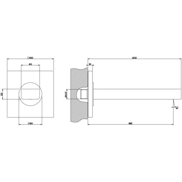 излив для ванны gessi via manzoni 38725#149 202 мм, цвет finox