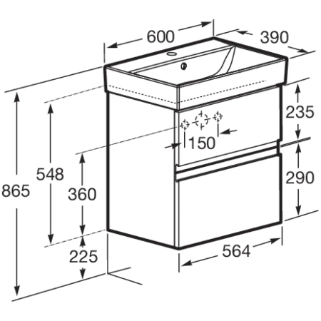 тумба белый матовый 56,4 см roca oleta a857639501