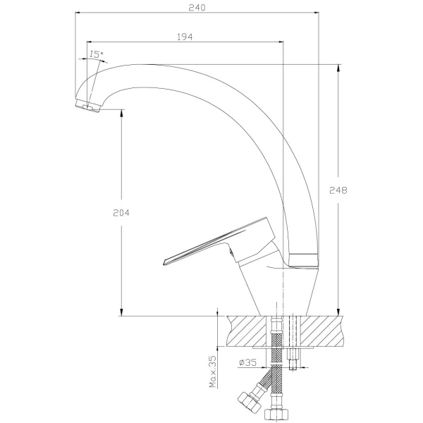 смеситель для кухни rossinka rs28-23