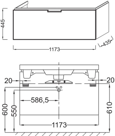 тумба под раковину jacob delafon reve eb1133-g1c 120 см белый лак, 1 ящик
