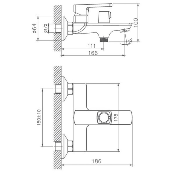 смеситель для ванны haiba hb60176 цвет хром