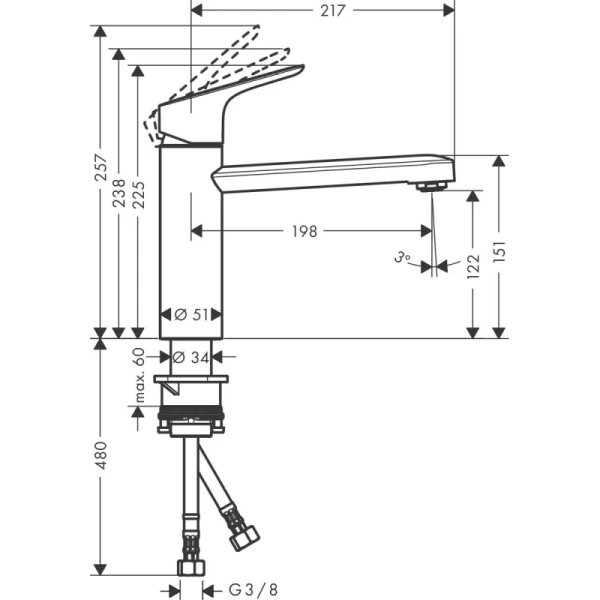 смеситель для кухни hansgrohe focus m43 71816800, сталь