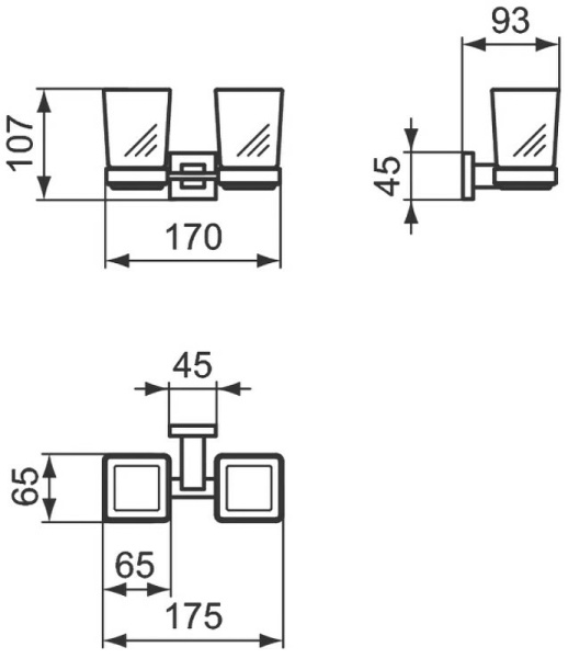 Стакан для зубных щеток Ideal Standard IOM Square E2205AA двойной Хром