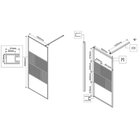 неподвижная перегородка 100 см vincea walk-in hc art vsw-1hc100cfgm прозрачное/рифленое