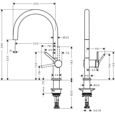 смеситель для кухни hansgrohe talis m54 72804000, хром