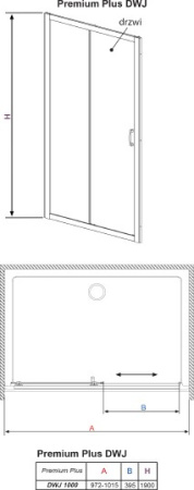 душевая дверь radaway premium plus dwj 100 прозрачное