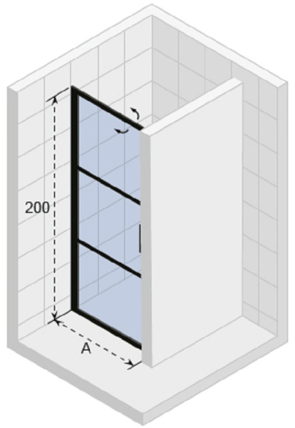 душевая дверь в нишу riho grid gb101, gb1080000(g004001121), 80 х 200 см