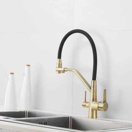 смеситель для кухни rose r558q, бронза