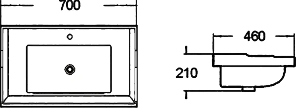 раковина santiline sl-2112 (70) полувстраемая, 70x46 см, цвет белый