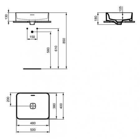 раковина-чаша ideal standard strada ii 50см, t296501 евробелая