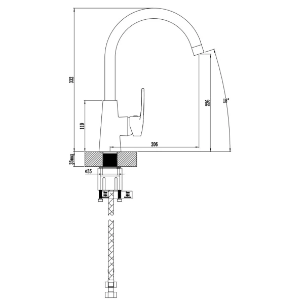 смеситель для кухни elghansa kitchen 56b1219