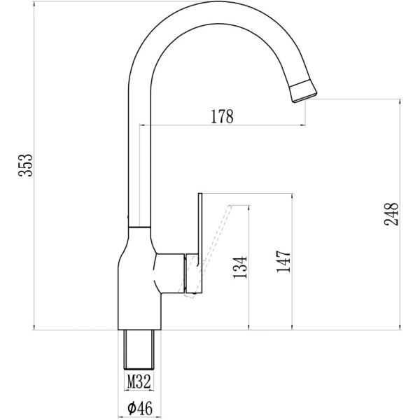 смеситель для кухни savol 800h s-601816h