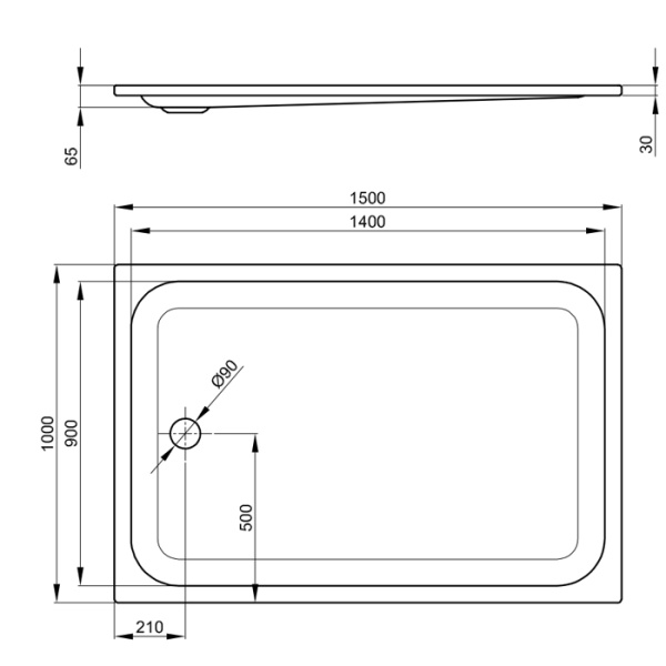 bette bette душевой поддон 150x100x6.5см, прямоугольный, d9см, с противоскользящим покрытием. цвет: белый