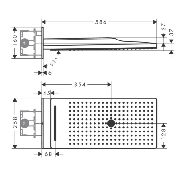 верхний душ 586x258 мм axor showersolutions 35283000