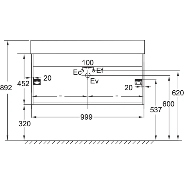 тумба под раковину 100 см jacob delafon vivienne eb1668-j5-j54 подвесная, белый глянец/серый матовый
