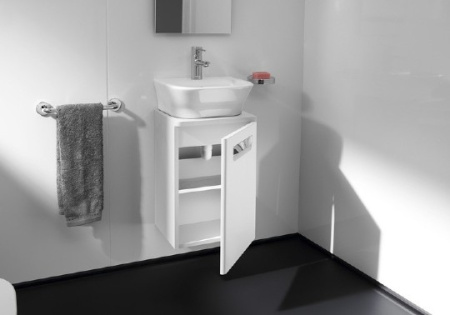 тумба под раковину roca the gap 45 zru9302735 подвесная белая матовая