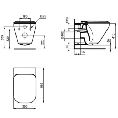 унитаз подвесной ideal standard ideal standard tonic ii aquablade® k316601
