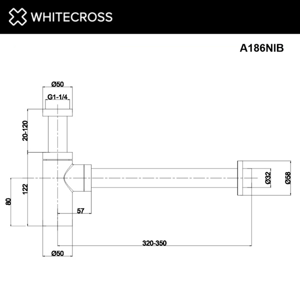 сифон whitecross a186nib для умывальника, декоративный, брашированный никель