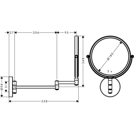 косметическое зеркало hansgrohe logis universal 73561000