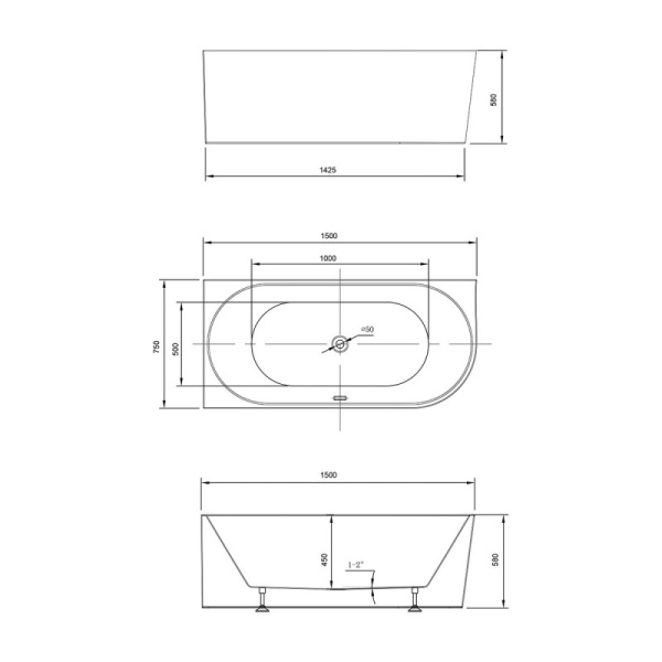 акриловая ванна 150х75 см vincea vbt-402-1500l