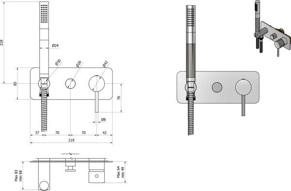 смеситель для ванны с душем ib rubinetterie industria eid313cc_1 chrome