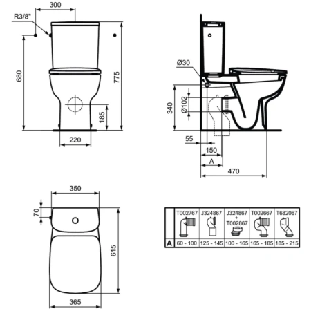 чаша напольного унитаза ideal standard esedra t282001