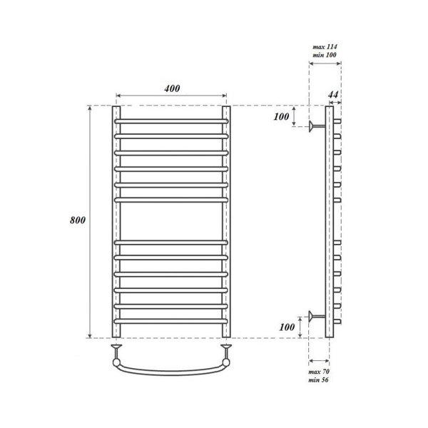 полотенцесушитель водяной point pn05148s п12 400x800 цвет хром