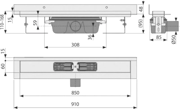 душевой лоток alcaplast apz16-850 без решетки