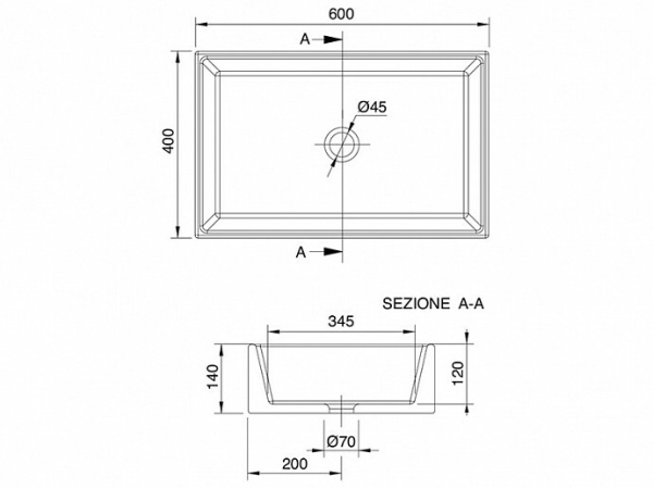 раковина scarabeo teorema 2.0 5101 37 bk накладная, прямоугольная, bioker, 60x40 см, lava (cерый)