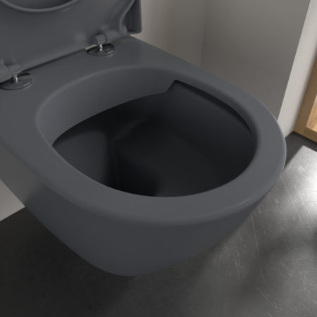 унитаз villeroy & boch subway 2.0 5614r0i4 подвесной, безободковый, graphite с покрытием ceramicplus