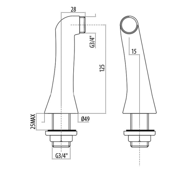 вертикальное подключение для смесителя gattoni 1544/00c0cr