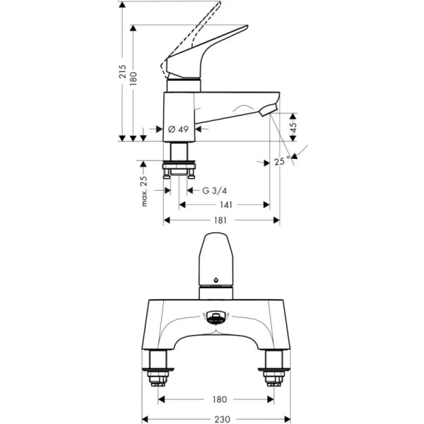 смеситель на борт ванны hansgrohe focus 31523000
