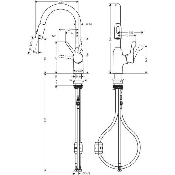 смеситель для кухни hansgrohe focus m43 71811000, хром
