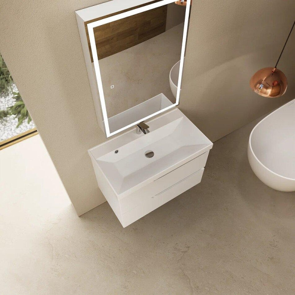 тумба под раковину aquame s3 80 aqm900380wh подвесная цвет белый глянцевый