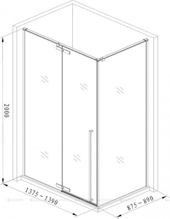 душевой уголок aquanet ideal ae-axc94mb-s-c 140x90, прозрачное стекло